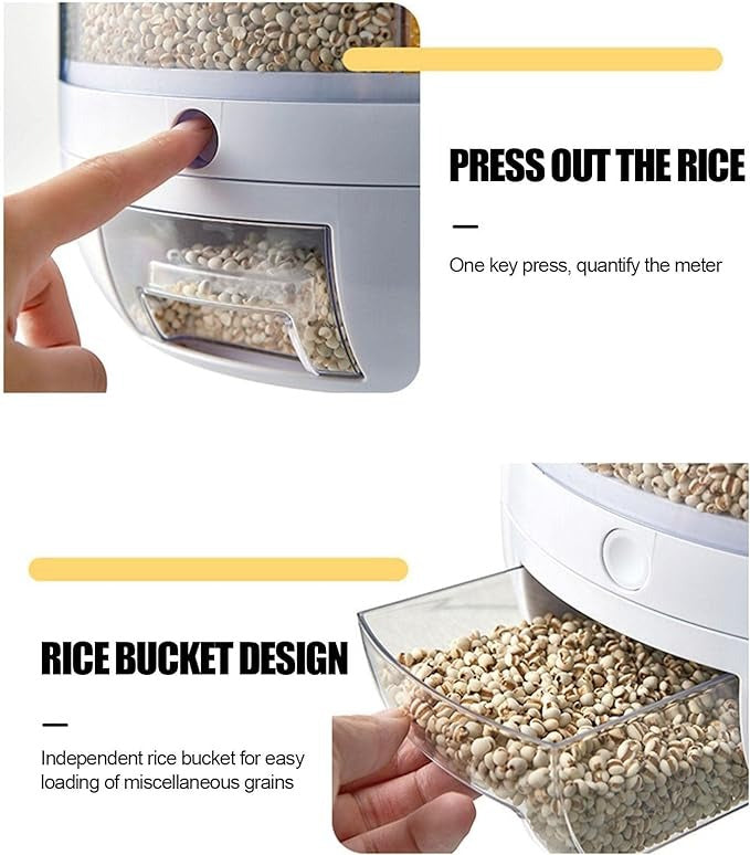 🔄 Rotating Food Storage Dispenser 🍚 Multi-Grid Dry Grains Organizer 📦