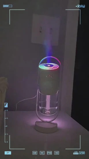 🌙 Magic Shadow Humidifier 💧 LED Night Light 🌈 USB Mist Maker for Home & Car 🚗